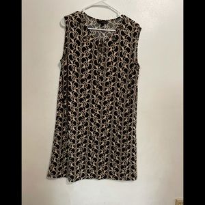 Banana Republic Black & Cream Chain Link Print Sleeveless Shift Dress – Size L